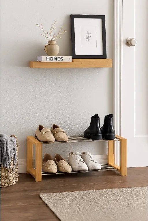 Noela Kovový botník v dekore dreva NEX 2 poschodia