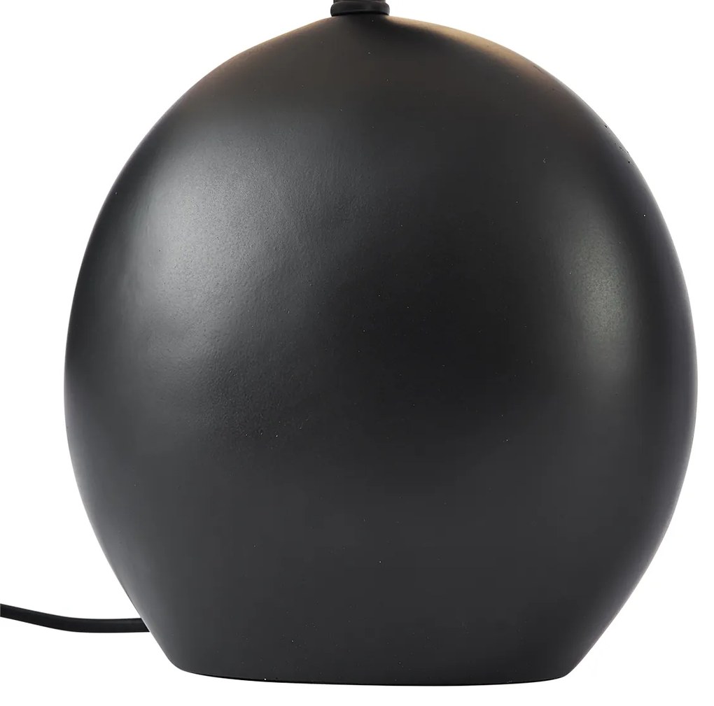 Japandi stolná lampa čierna s ľanovým tienidlom - Timo