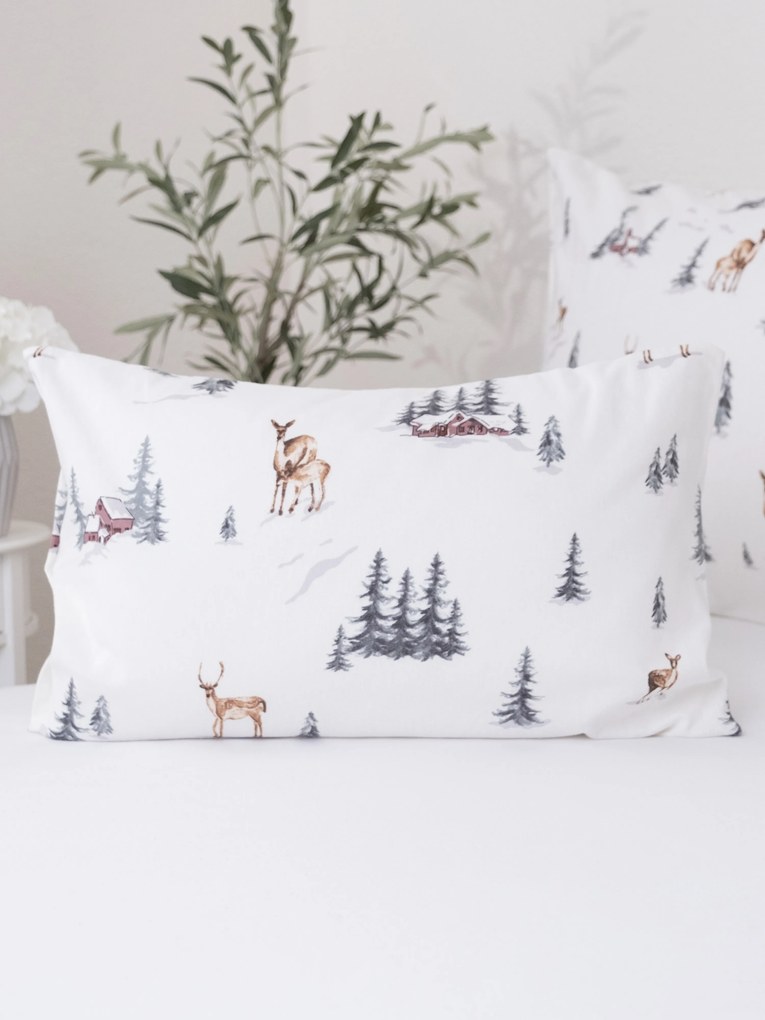 Flanelová obliečka na vankúš 40 x 60 cm - Zimný les