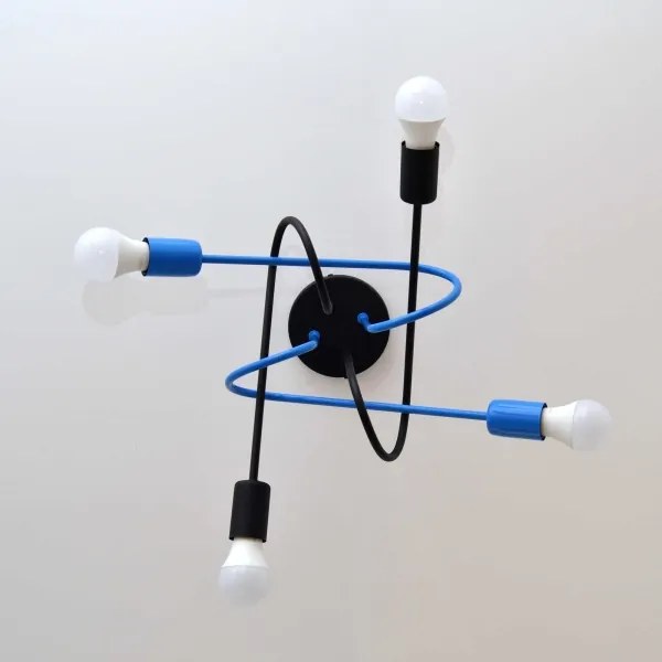 Prisadený luster OXFORD 4xE27/15W/230V čierna/modrá