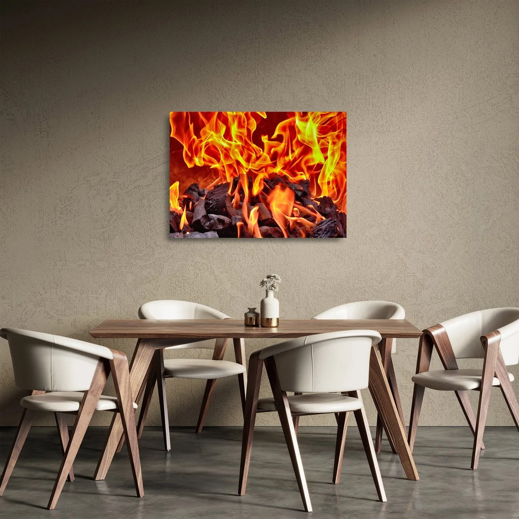 Sklenený obraz horiacich uhlíkov (70x50 cm)