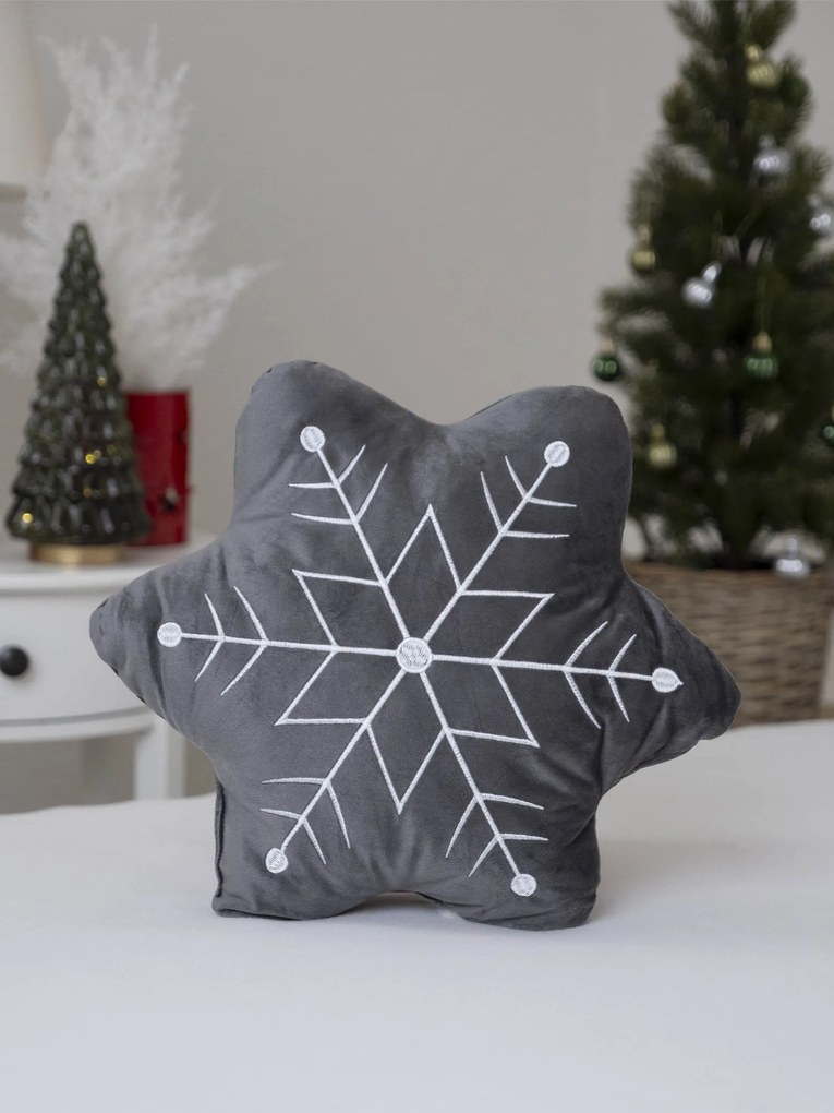 Vianočný vankúš - Vločka sivá