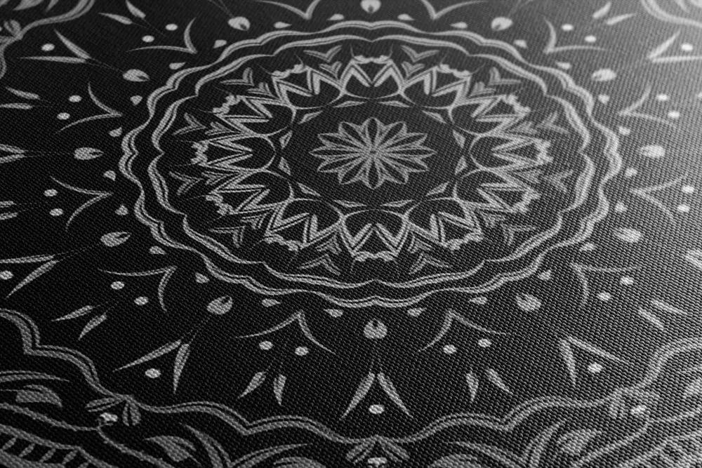 Obraz Mandala vo vintage štýle v čiernobielom prevedení