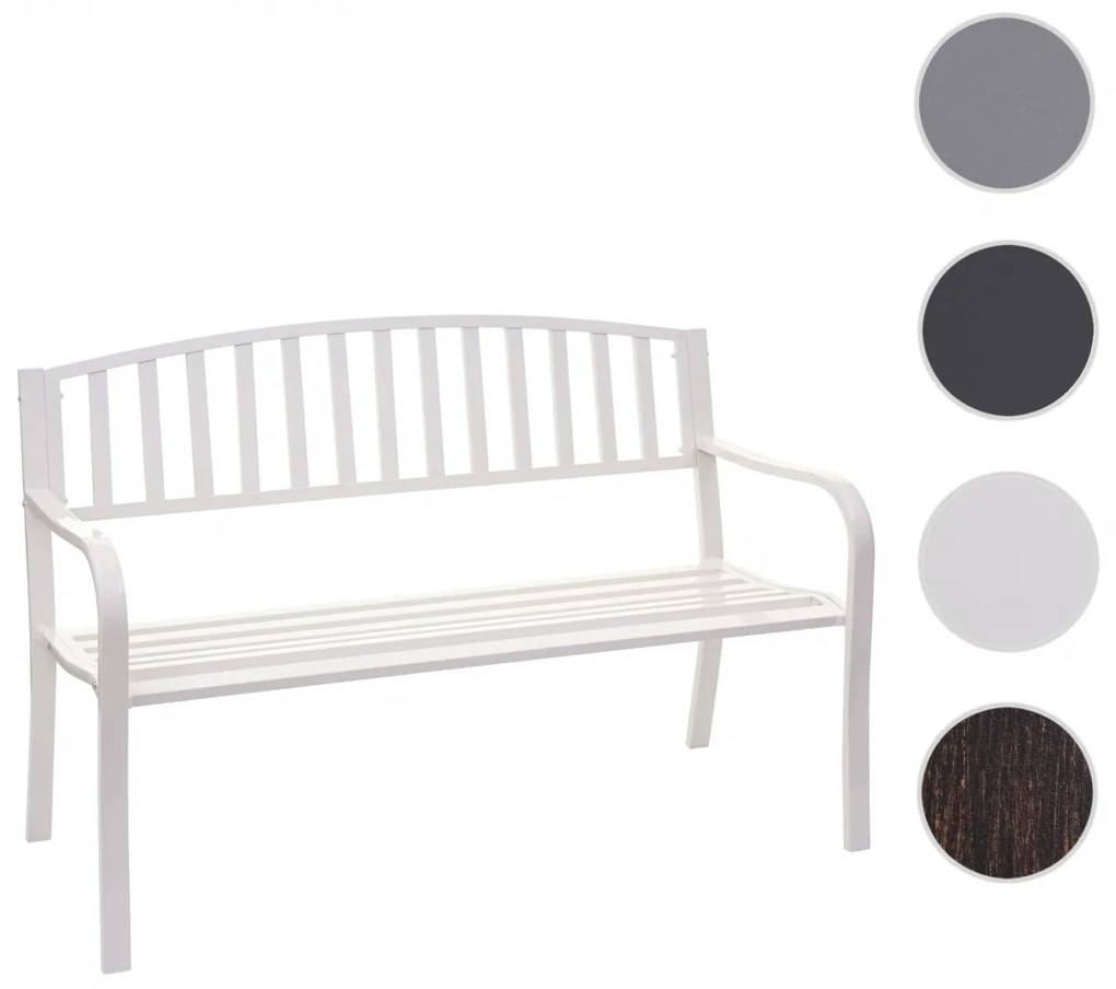 Záhradná lavička F43 2-miestna - práškovaná oceľ, 128 cm - Biela