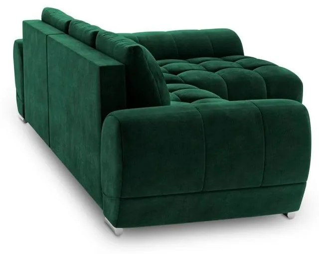 Tmavozelená rozkladacia rohová pohovka so zamatovým poťahom Windsor & Co Sofas Nuage, pravý roh