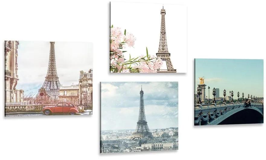 Set obrazov Eiffelova veža Varianta: 4x 40x40