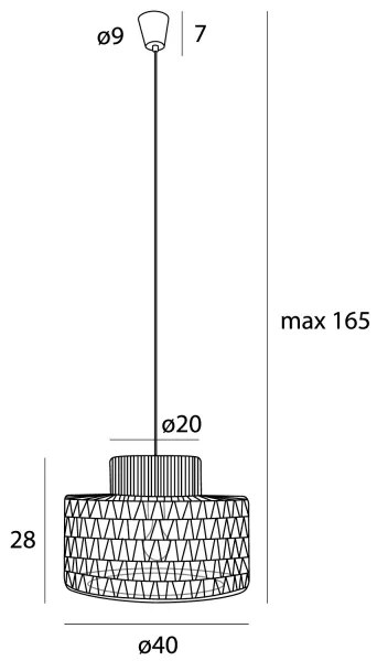 MAXLIGHT P0587 - Luster na lanku RAFFLE 1xE27/15W/230V pr. 40 cm hnedá