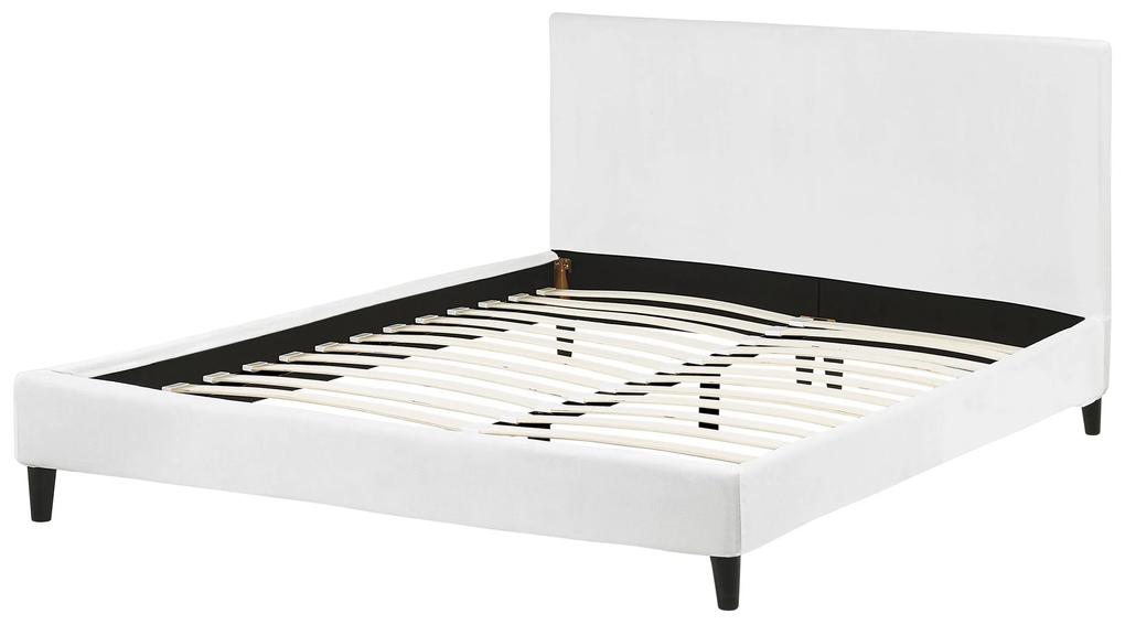Čalúnená zamatová posteľ biela 160 x 200 cm FITOU Beliani