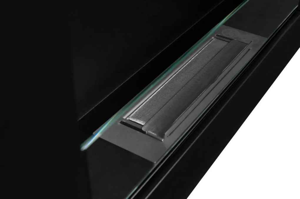 Závesný biokrb na stenu EOS BOX ČIERNY MAT SO SKLOM 65x40x12