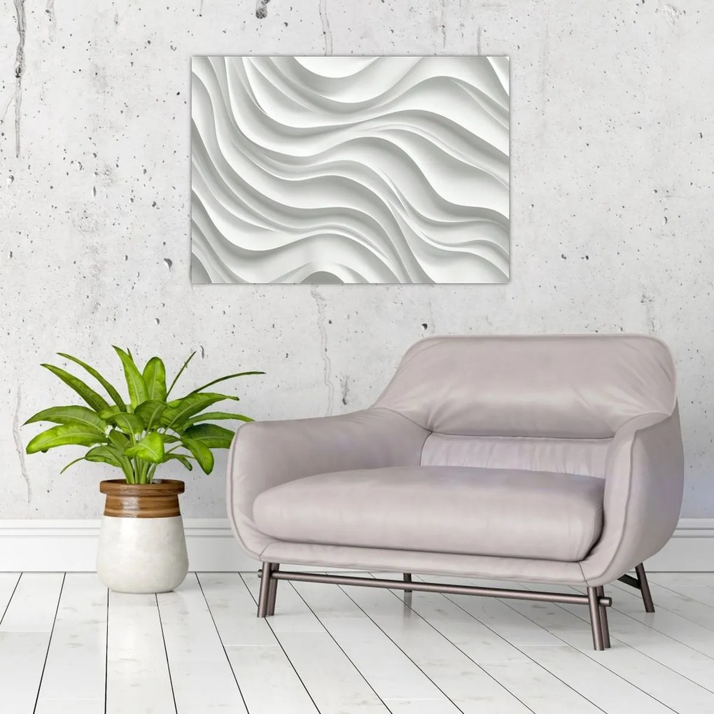 Obraz - 3D biele vlny (70x50 cm)