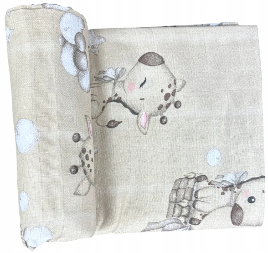 Vulpi Mušelínová zavinovacia plienka 120x120 žirafa