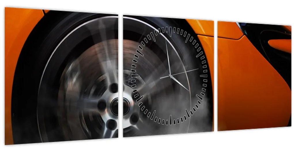 Obraz - Oranžový športiak (s hodinami) (90x30 cm)