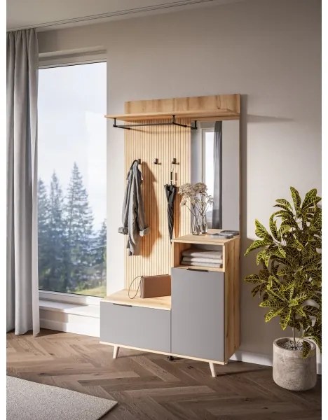 Predsieňová stena so zrkadlom SVEN hnedá/grafit