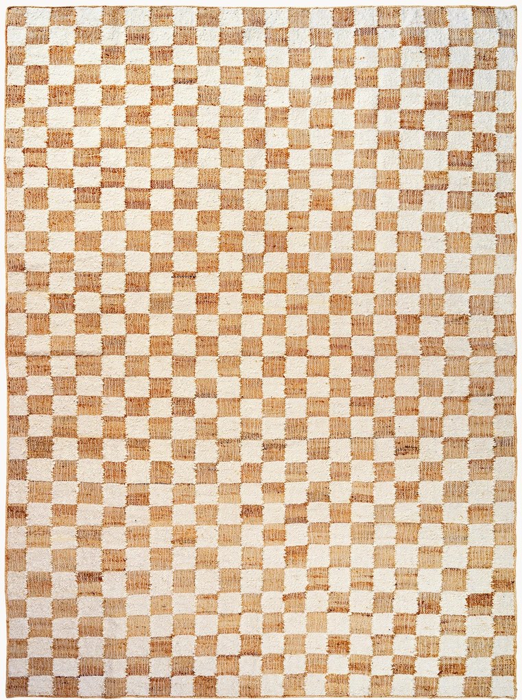 Ručne tkaný vlnený koberec's nízkym vlasom Check, v rôznych veľkostiach