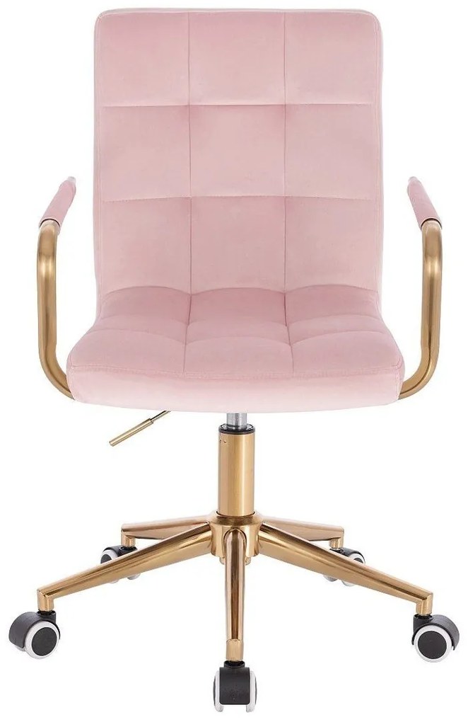LuxuryForm DESIGN Stolička VERONA GOLD VELUR na zlatej základni s kolieskami - ružová