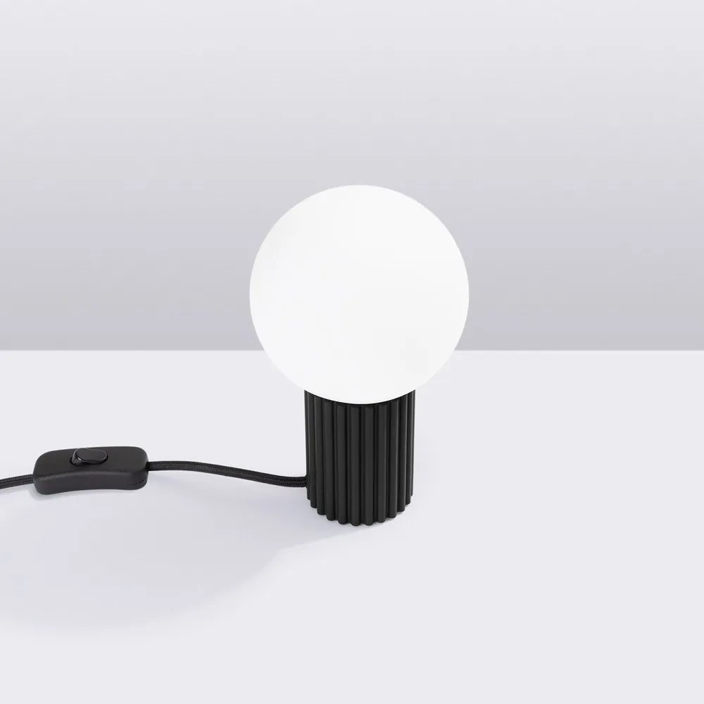Čierna stolová lampa so skleneným tienidlom (výška 19 cm) Orbital – Sollux