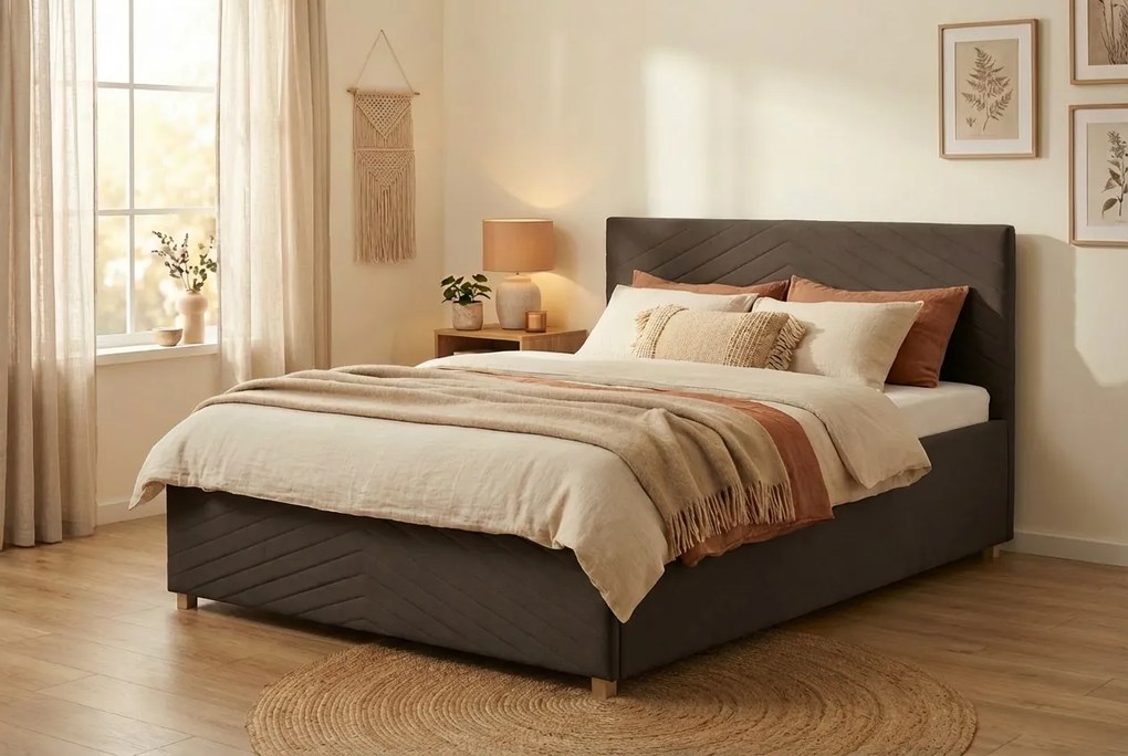 Postel VEGA 160x200 cm Hnedá Bez matraca