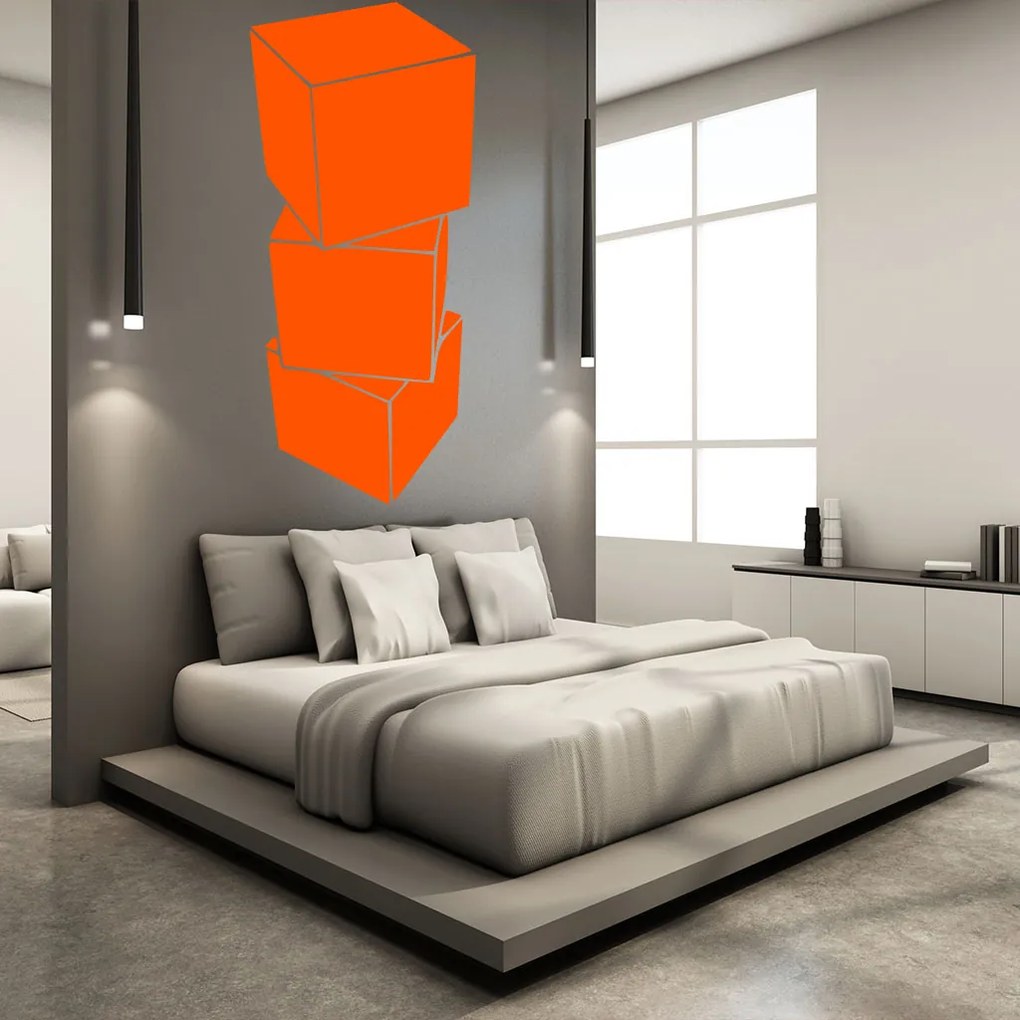 Veselá Stena Samolepka Kocky 3D Farba: hnědá, Veľkosť: 100 x 45 cm