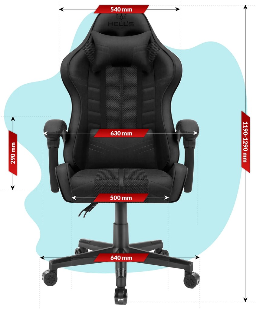 Hells Detská herná stolička Hell's Chair HC-1004 KIDS Black FABRIC