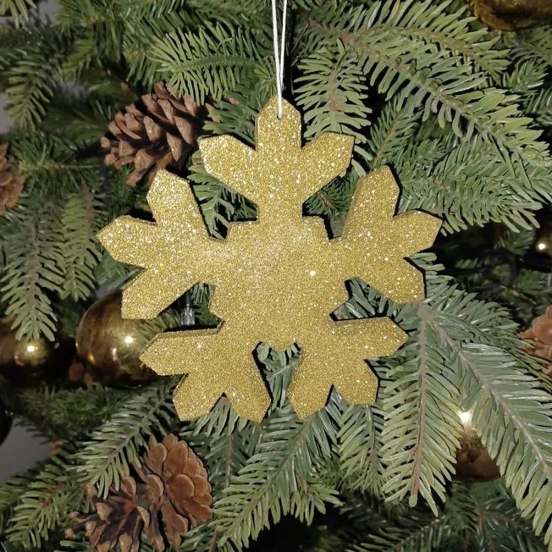 DECOLED Snehová vločka I, priemer 15 cm, zlatá