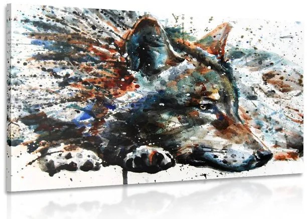 Obraz vlk v akvarelovom prevedení