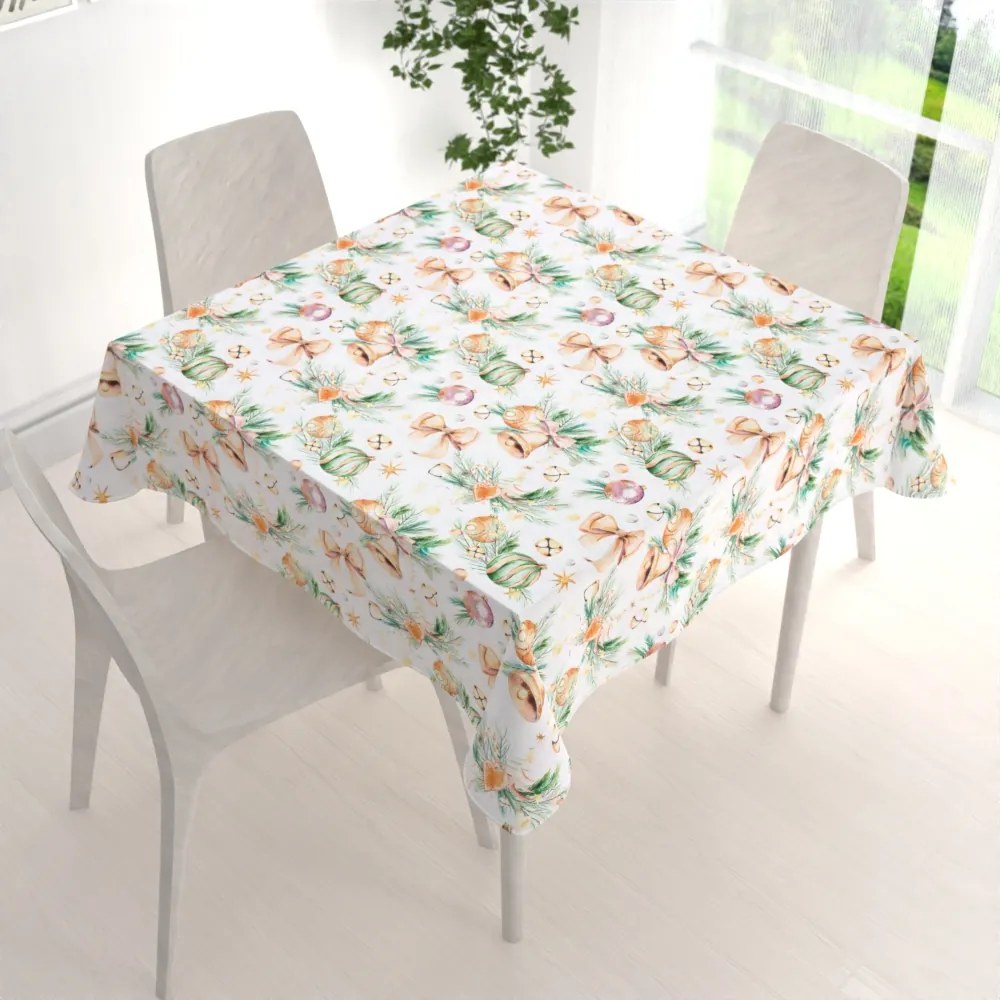 Biante Vianočný dekoračný štvorcový obrus PML-039 Banky a zvončeky 60x60 cm