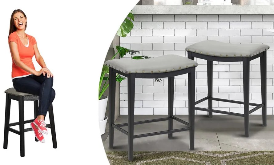 Čalúnené barové stoličky 2 ks, sivé