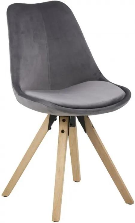 Jídelní židle Damian, samet, tmavě šedá/dřevo SCHDN0000073370S SCANDI+