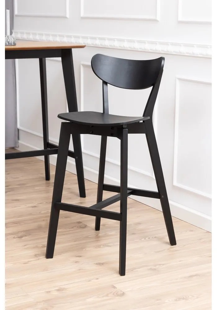 Čierne barové stoličky z kaučukového dreva v súprave 2 ks 105 cm Roxby – Actona