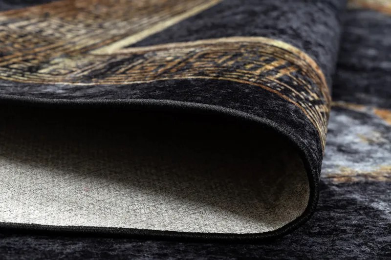 Dywany Łuszczów, Kusový koberec Miro 51278.809 Marble black/gold, 120x170, čierna, chodba / predsieň