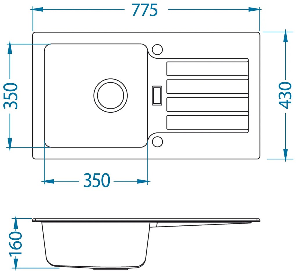 ALVEUS CZ NIAGARA 30 G-91 černá (780x435mm)+ pop- up sifon F