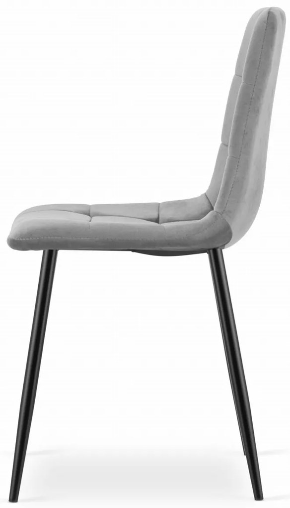 Svetlosivá zamatová stolička KARA s čiernymi nohami