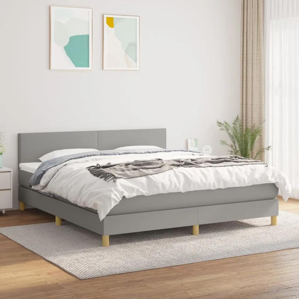 Boxspring posteľ s matracom bledosivá 180x200 cm látka 3140473