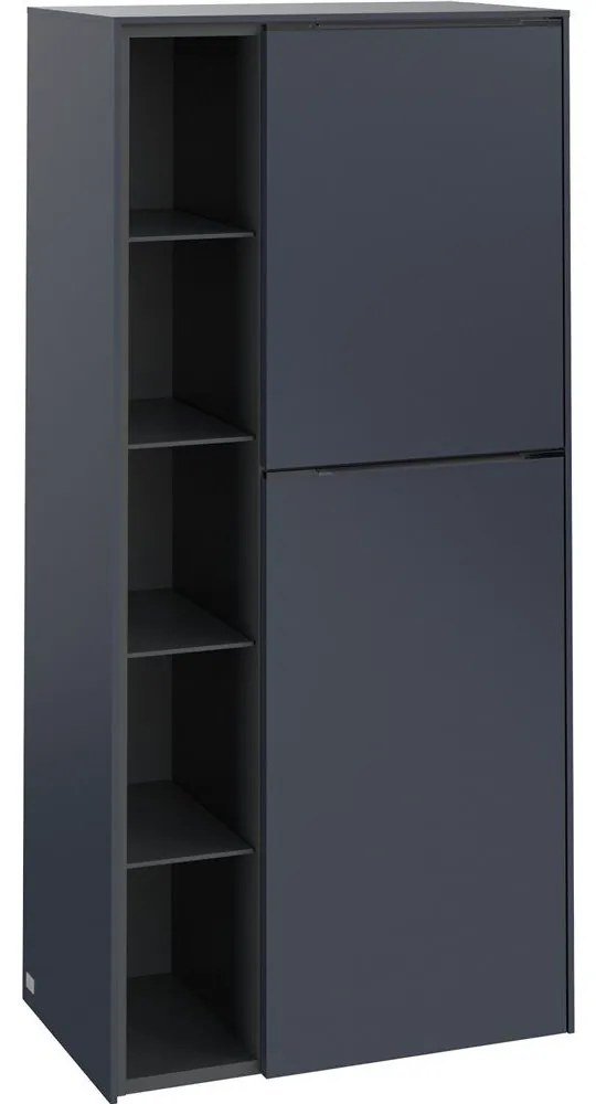 VILLEROY & BOCH Subway 3.0 závesná prostredná skrinka, 2 dvierka + 1 priehradka, pánty vpravo, 574 x 362 x 1200 mm, Marine Blue, C59902VQ