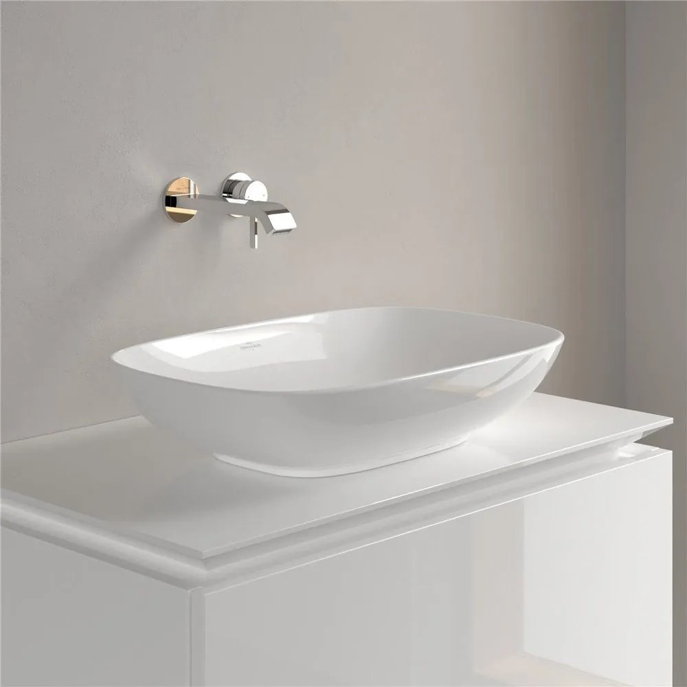 VILLEROY & BOCH Loop & Friends obdĺžnikové umývadlo na dosku bez otvoru, bez prepadu, 560 x 380 mm, biela alpská, 4A490101