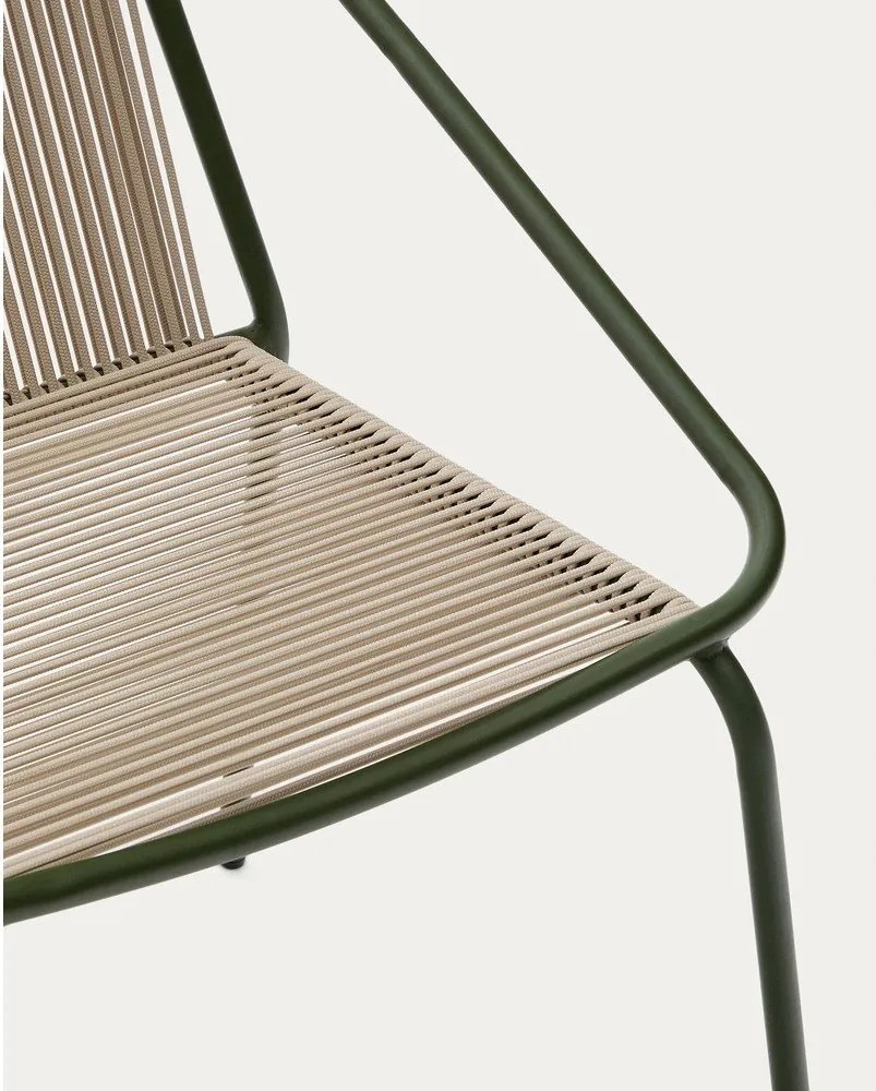 Tmavozelená/béžová kovová záhradná stolička Zivia – Kave Home