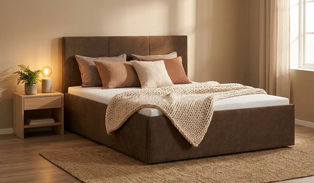 Postel TOWN 160x200 cm Svetlohnedá Bez matraca