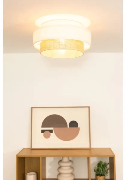 Stropné svietidlo BOHO 1xE27/60W/230V priemer 40 cm biela/juta