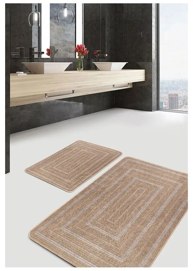 Hnedé kúpeľňové predložky v súprave 2 ks 60x100 cm – Mila Home