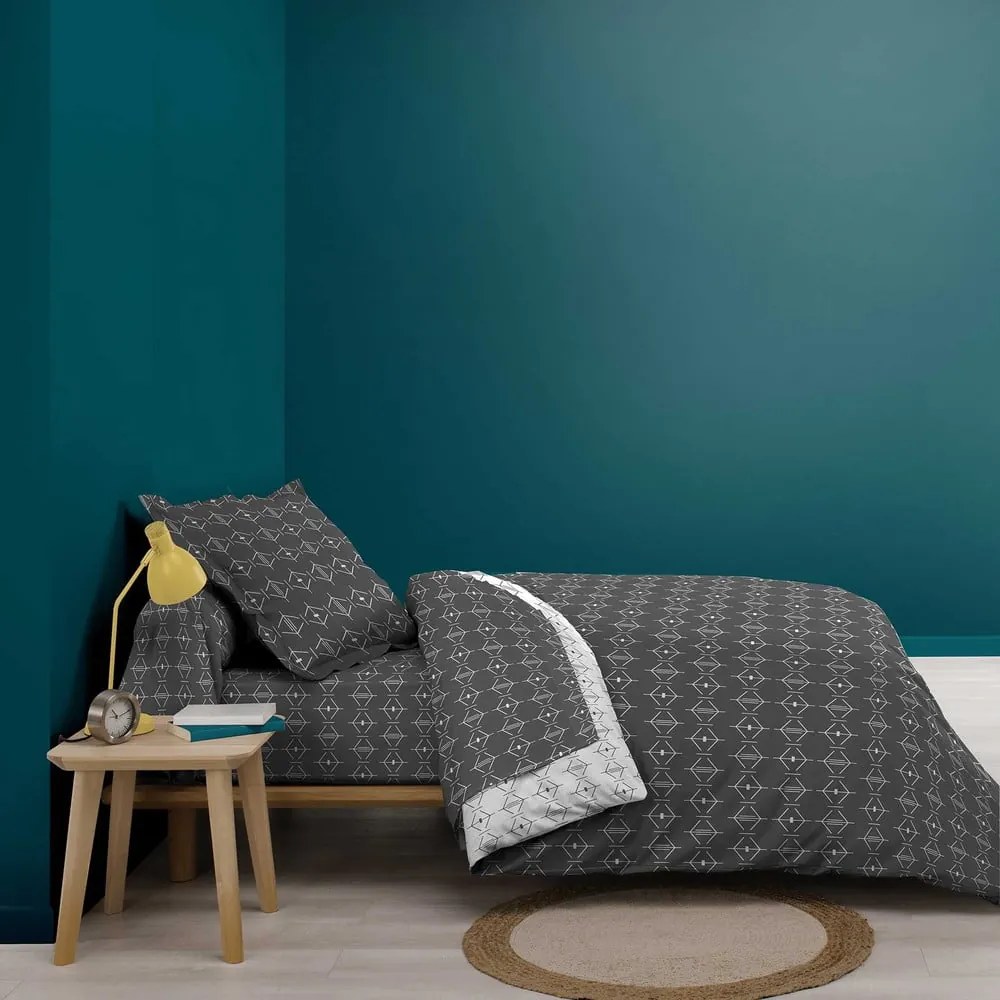 Tmavosivá bavlnená obliečka na perinu na jednolôžko 140x200 cm Aristide – douceur d'intérieur