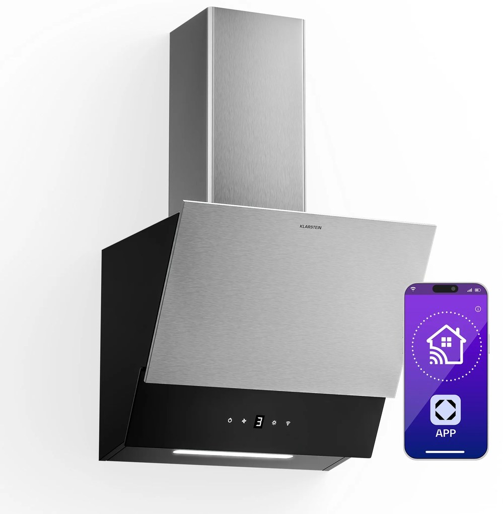 Klarstein Verosteel digestor, Elegantný, minimalistický, výkonný, Energetická trieda A, 624 m³/h, 45 cm