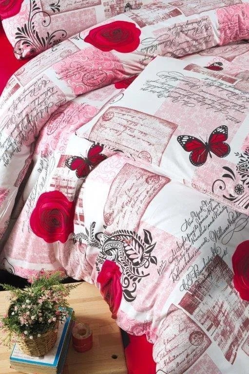 Brotex Predĺžené obliečky krep 140x220, 70x90cm Red roses zips