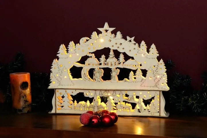 Nexos 28392 Vianočná dekorácia - krajina - 10 LED, teplá biela