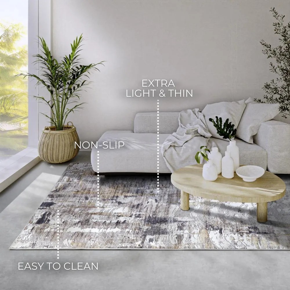 Svetlosivý koberec 200x290 cm Malard Anthracite Gold – Elle Decoration