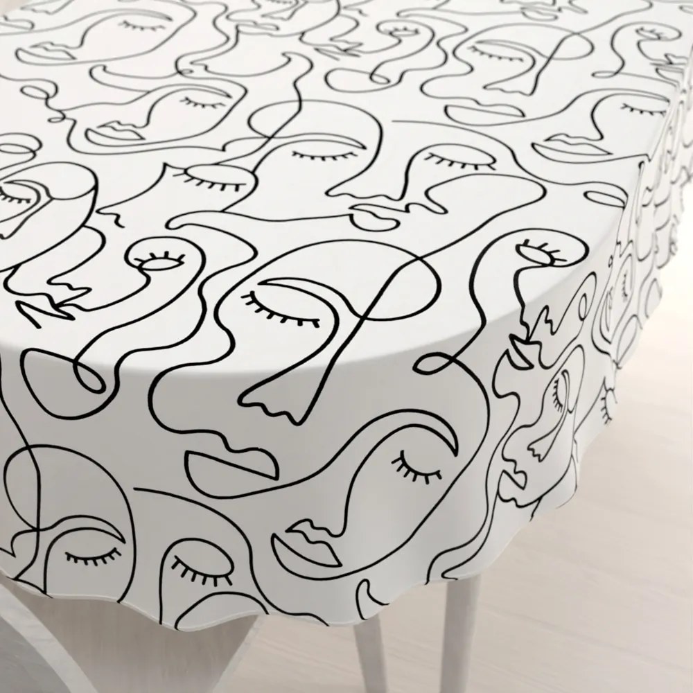 Biante Bavlnený oválny obrus Sandra SA-570 Abstraktné tváre na bielom 140x220 cm