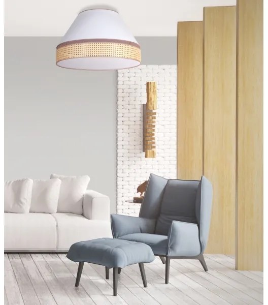 Duolla - Stropné svietidlo AVIGNON 3xE27/15W/230V pr. 60 cm biela/ratan