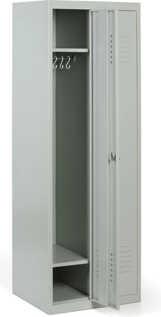 Kovová šatníková skrinka S2, 2-dverová, 1800 x 600 x 500 mm, otočný zámok, sivé dvere