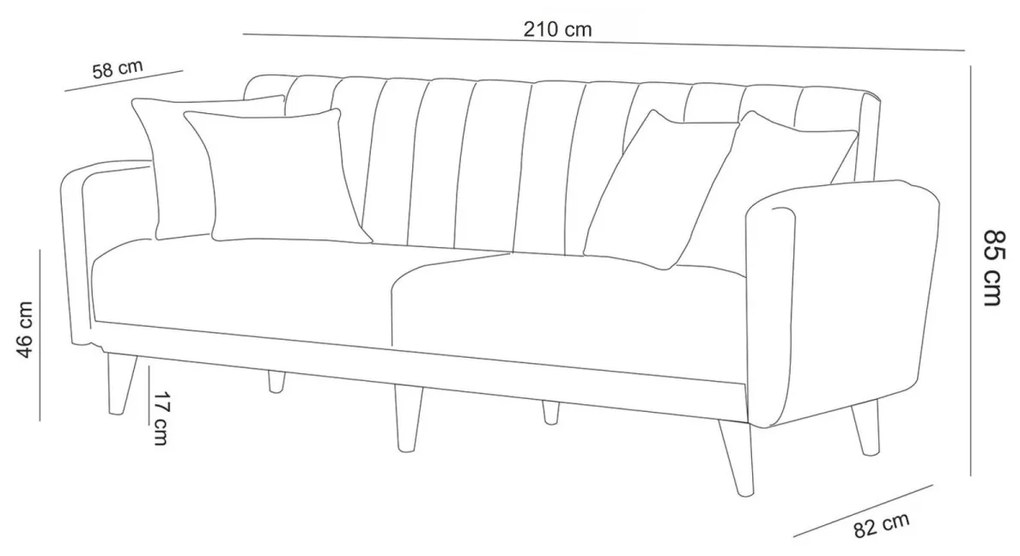 3-miestna pohovka Aqua 210 cm krémová