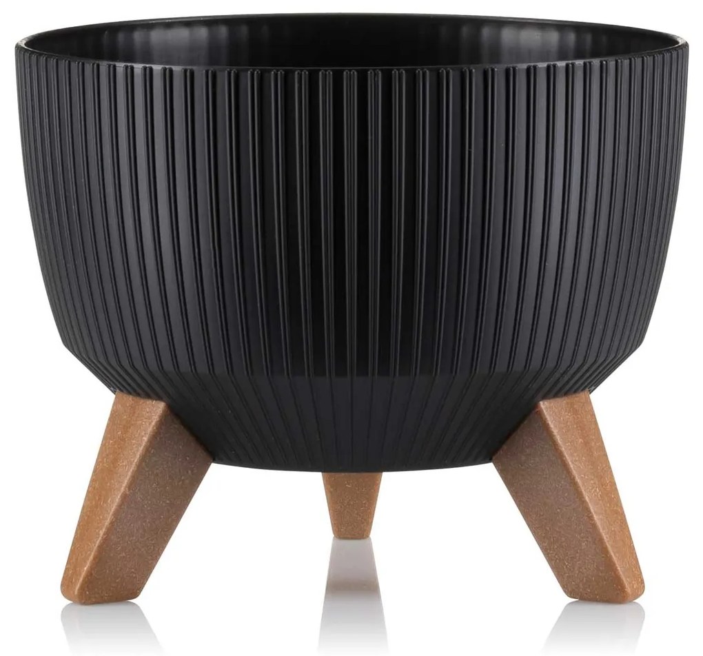 PLASTOVÝ KVETINÁČ ROSA LINEA ECO SADA 2KS 15X24,3 CM+18,3X29,2 CM ČIERNA