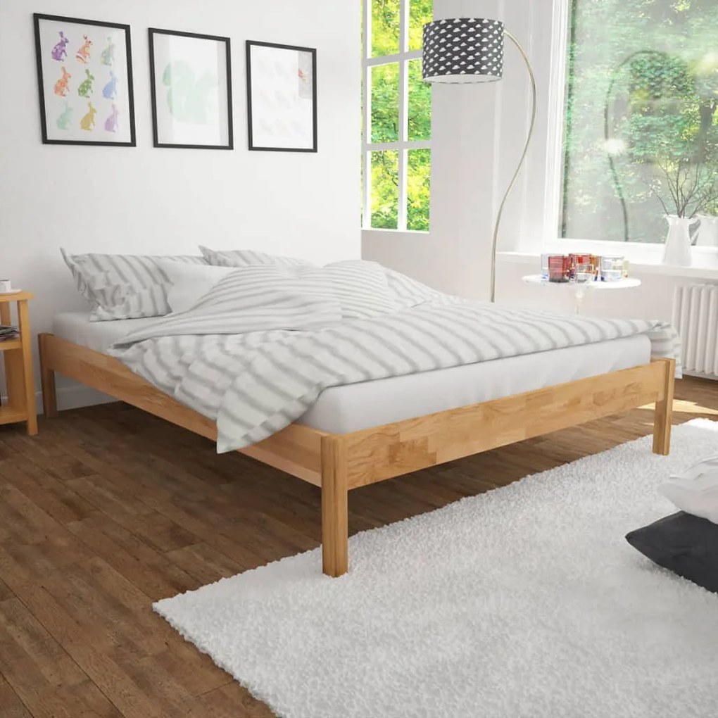 vidaXL Rám postele z dubového dreva, 180x200 cm, prírodná farba